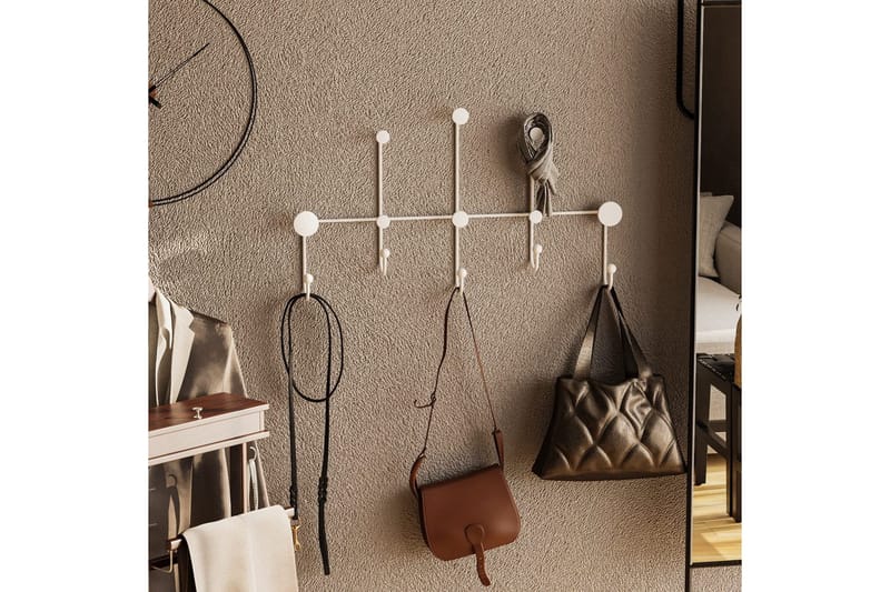 Metallinen Seinäkoukku Ranjita Valkoinen - Valkoinen - Säilytys - Vaatesäilytys - Vaatenaulakko