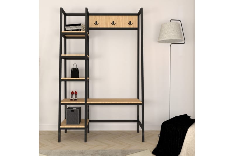 Naulakko Zakkum 160x170 cm - Ruskea - Säilytys - Vaatesäilytys - Vaatenaulakko - Koukkunaulakot