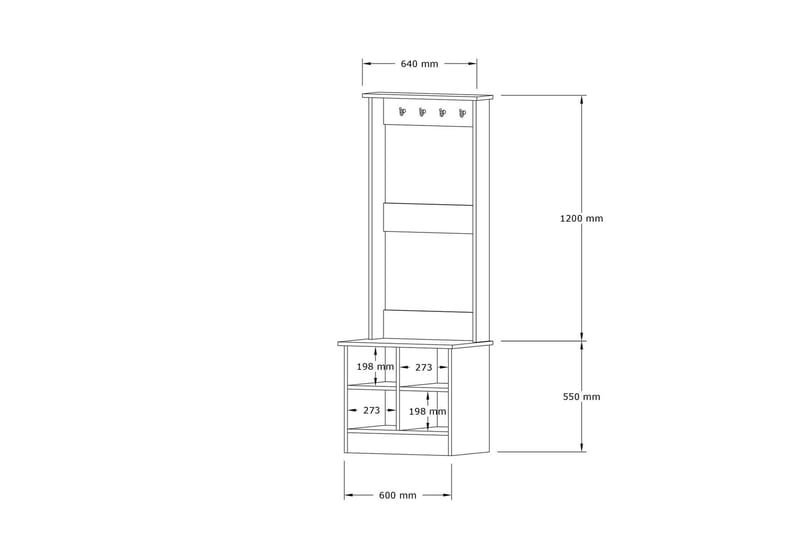 Naulakko Zakkum 64x175 cm - Sininen - Säilytys - Vaatesäilytys - Vaatenaulakko - Koukkunaulakot