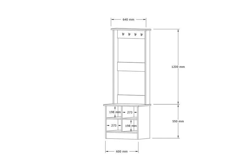 Naulakko Zakkum 64x175 cm - Sininen - Säilytys - Vaatesäilytys - Vaatenaulakko - Koukkunaulakot