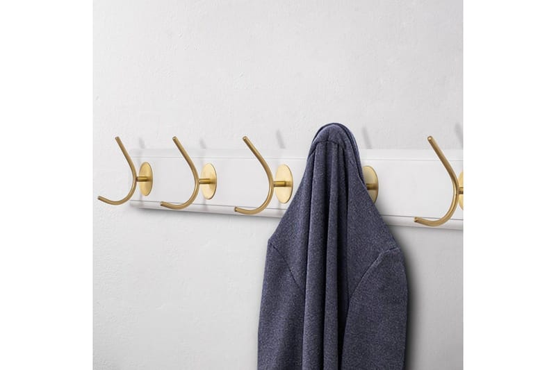 Puinen seinäkoukku Ranvir valkoinen / kulta - 100 x 7 x 8 - Säilytys - Vaatesäilytys - Vaatenaulakko