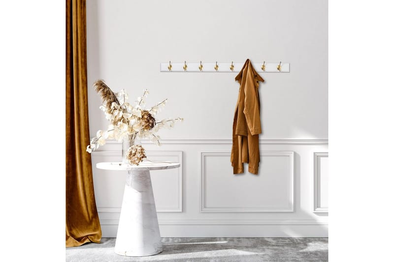 Puinen seinäkoukku Ranvir valkoinen / kulta - 100 x 7 x 8 - Säilytys - Vaatesäilytys - Vaatenaulakko