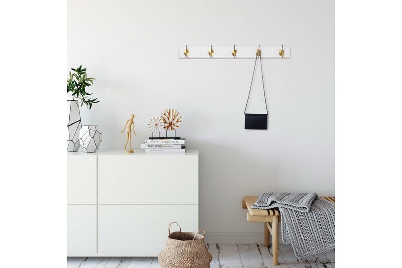 Puinen seinäkoukku Ranvir valkoinen / kulta - 65 x 7 x 8 - Säilytys - Vaatesäilytys - Vaatenaulakko