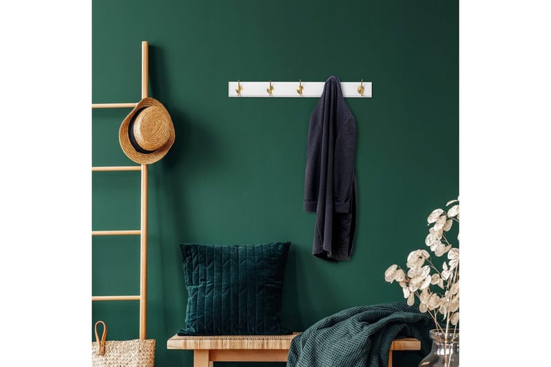 Puinen seinäkoukku Ranvir valkoinen / kulta - 65 x 7 x 8 - Säilytys - Vaatesäilytys - Vaatenaulakko