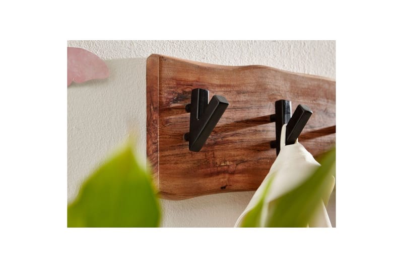 Seinähylly Wohnling Kiinteä puurakenteinen seinään kiinnitettävä naulakko 60 cm teollinen - Säilytys - Vaatesäilytys - Vaatenaulakko