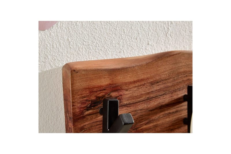 Seinähylly Wohnling Kiinteä puurakenteinen seinään kiinnitettävä naulakko 60 cm teollinen - Säilytys - Vaatesäilytys - Vaatenaulakko