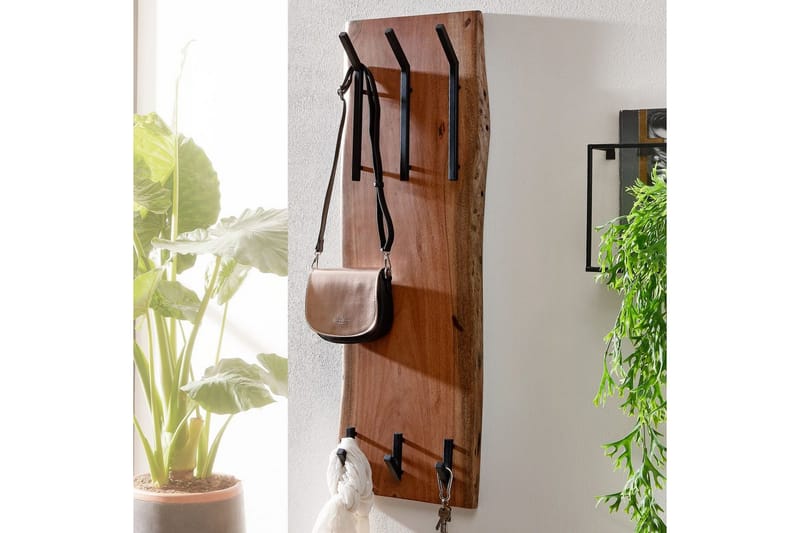 Seinähylly Wohnling Massiivipuinen puureuna Seinään kiinnitettävä naulakko 35X100 cm Teollisuus - Säilytys - Vaatesäilytys - Vaatenaulakko