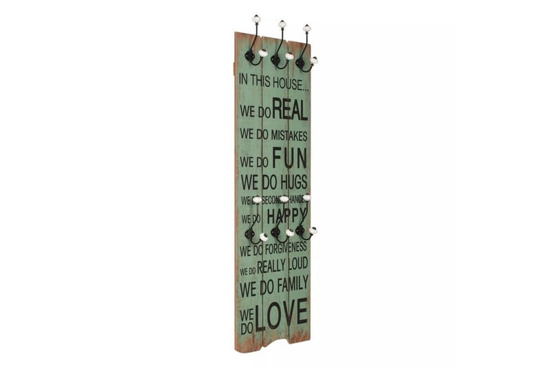 Seinänaulakko 6 koukulla HAPPY LOVE 120x40 cm - Monivärinen - Säilytys - Vaatesäilytys - Vaatenaulakko