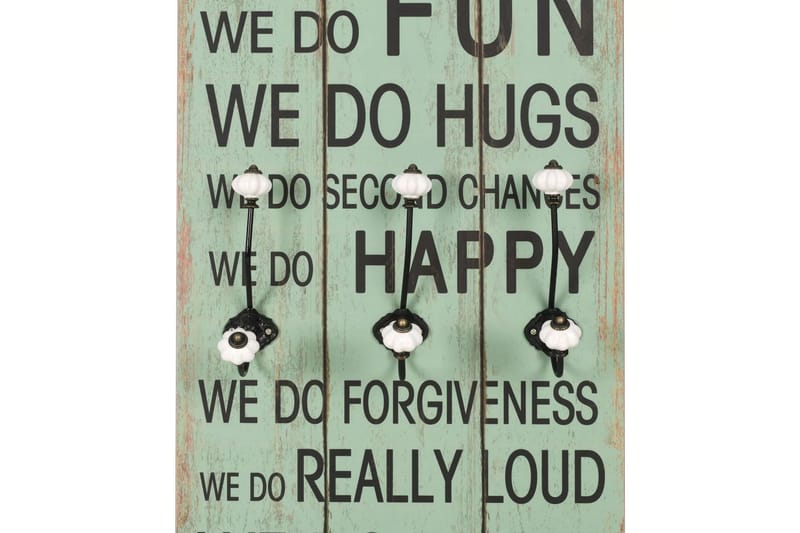 Seinänaulakko 6 koukulla HAPPY LOVE 120x40 cm - Monivärinen - Säilytys - Vaatesäilytys - Vaatenaulakko