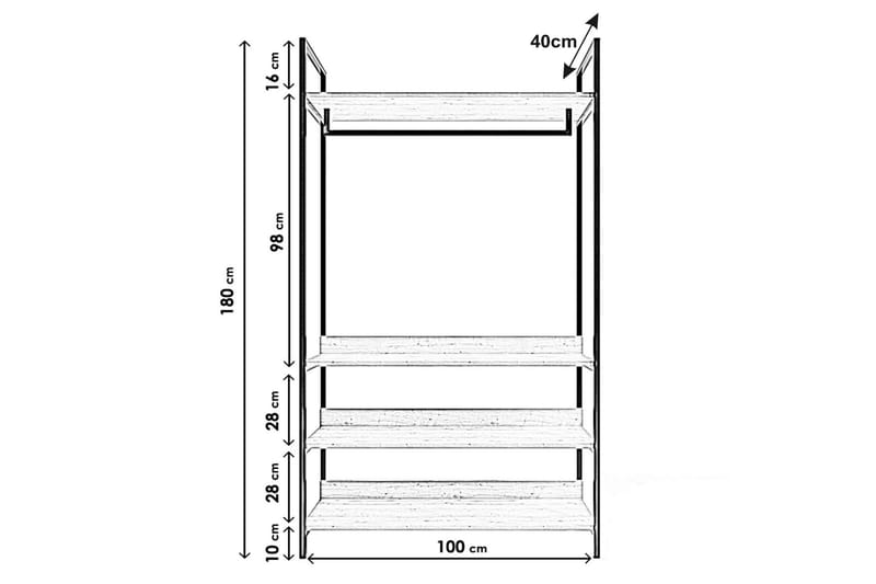 Vaatekaappi Trendel 100x40 cm - Luonnonväri - Säilytys - Vaatesäilytys - Vaatenaulakko - Koukkunaulakot