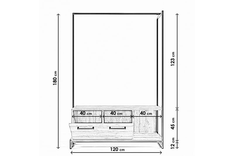 Vaatekaappi Zakkum 120x180 cm - Ruskea - Vaatenaulakko - Tuuletusteline - Vaatenaulakot - Koukkunaulakot