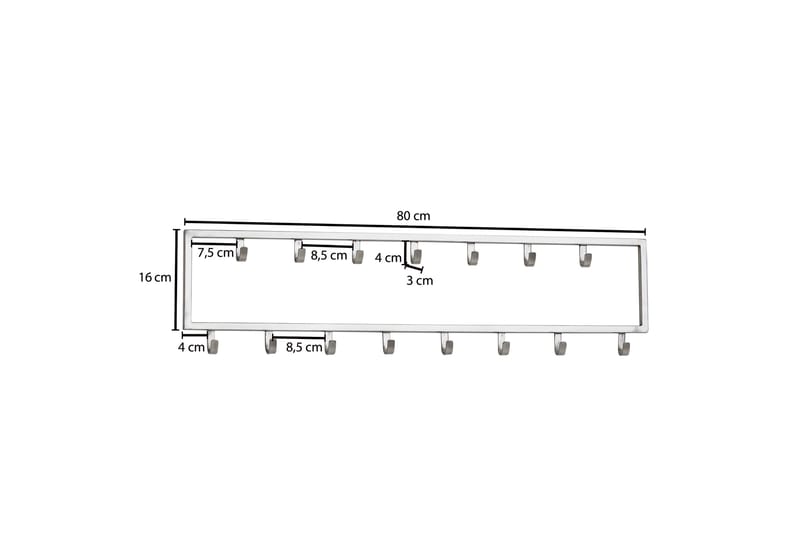 Vaatekoukku Mexus 80 cm - Hopea - Säilytys - Vaatesäilytys - Vaatenaulakko