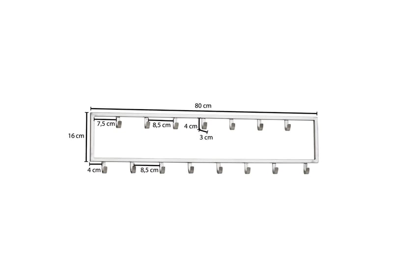 Vaatekoukku Mexus 80 cm - Hopea - Säilytys - Vaatesäilytys - Vaatenaulakko