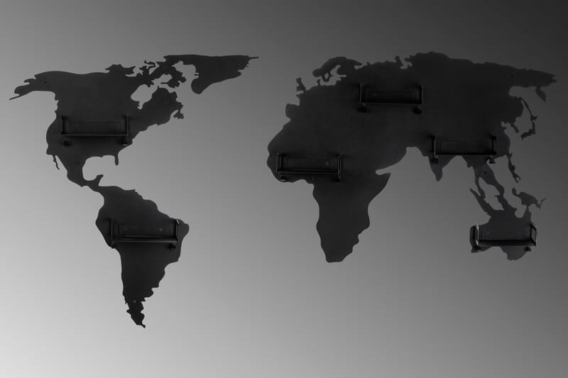 Vaatekoukku World Map - Musta - Säilytys - Vaatesäilytys - Vaatenaulakko