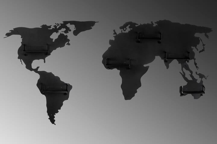 Vaatekoukku World Map - Musta - Vaatenaulakko - Vaatekoukku - Vaatenaulakot - Koukkunaulakot