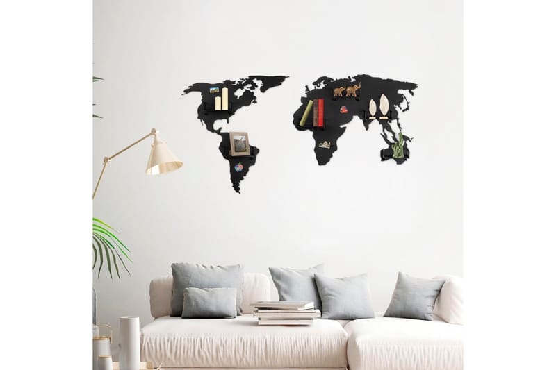Vaatekoukku World Map - Musta - Säilytys - Vaatesäilytys - Vaatenaulakko