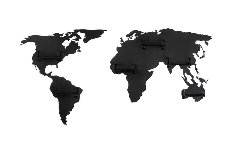 Vaatekoukku World Map - Musta - Vaatenaulakko - Vaatekoukku - Vaatenaulakot - Koukkunaulakot