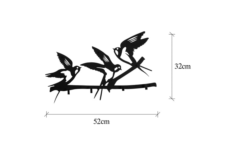 Vaatekoukut Lambrivka 52x32 cm - Musta - Säilytys - Vaatesäilytys - Vaatenaulakko