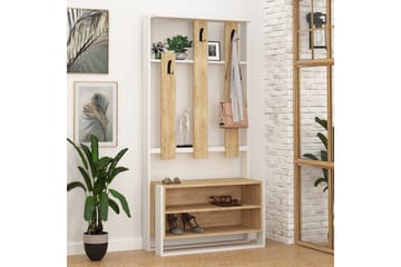 Vaatesäilytin Lindome 90 cm - Valkoinen/Ruskea - Huonekalut - Kalustesetit - Eteisen kalustesetit