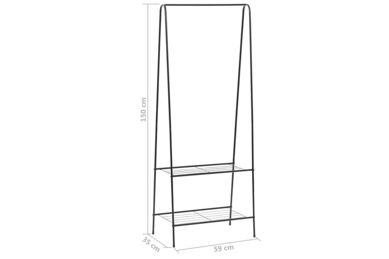 Vaateteline 59x35x150 cm musta - Musta - Säilytys - Vaatesäilytys - Vaatenaulakko