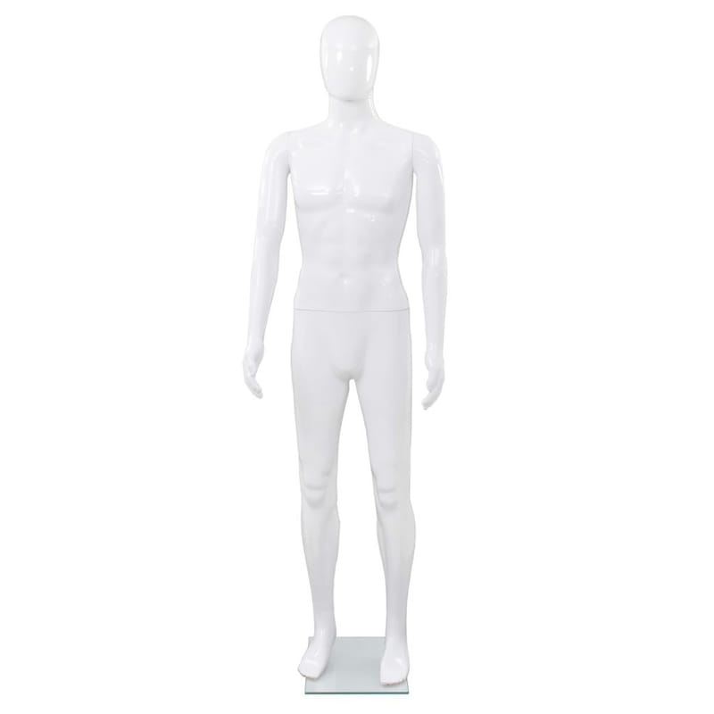Aidon kokoinen miesmallinukke lasijalustalla 185cm - Valkoinen - Säilytys - Vaatesäilytys - Vaatenaulakko - Vaateteline & pukuteline