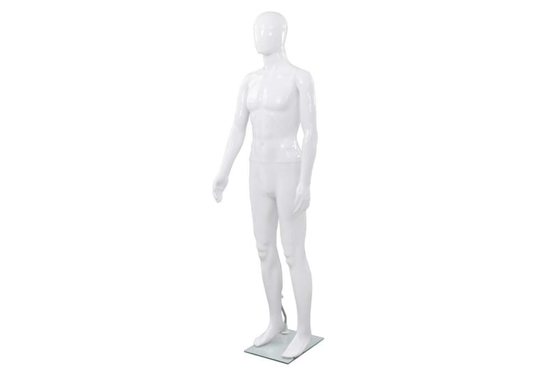 Aidon kokoinen miesmallinukke lasijalustalla 185cm - Valkoinen - Säilytys - Vaatesäilytys - Vaatenaulakko - Vaateteline & pukuteline