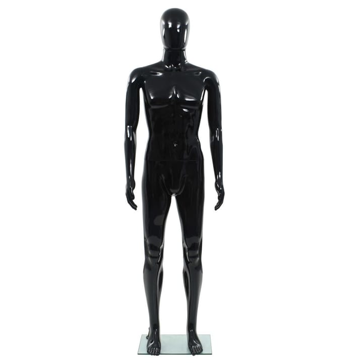 Aidon kokoinen miesmallinukke lasijalustalla musta 185 cm - Musta - Vaatenaulakko - Vaateteline & pukuteline