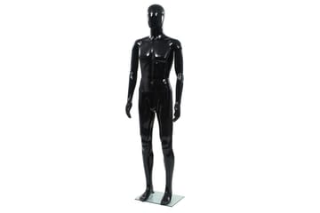 Aidon kokoinen miesmallinukke lasijalustalla musta 185 cm - Musta - Säilytys - Vaatesäilytys - Vaatenaulakko - Vaateteline & pukuteline