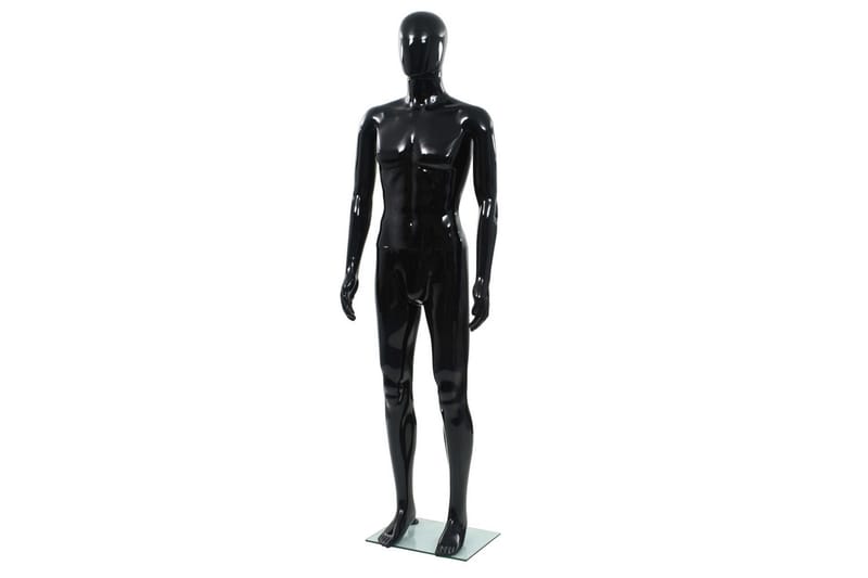 Aidon kokoinen miesmallinukke lasijalustalla musta 185 cm - Musta - Säilytys - Vaatesäilytys - Vaatenaulakko - Vaateteline & pukuteline