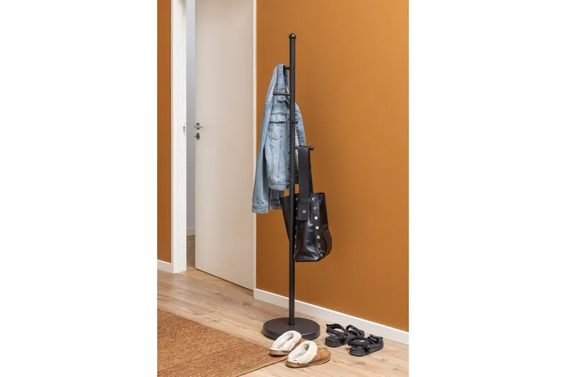 Vaateteline Samiron - Musta - Säilytys - Vaatesäilytys - Vaatenaulakko - Koukkunaulakot