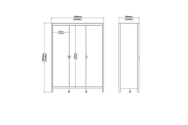 Vallvidera Vaatekaappi 150x199 cm - Musta - Säilytys - Vaatesäilytys - Vaatekaappi