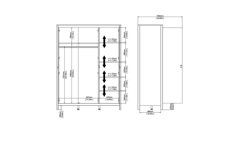 Vallvidera Vaatekaappi 150x199 cm - Musta - Säilytys - Vaatesäilytys - Vaatekaappi