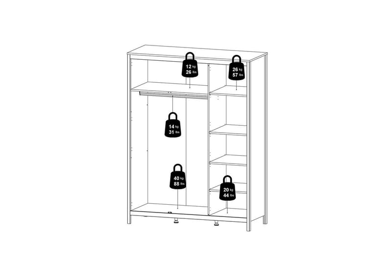 Vallvidera Vaatekaappi 150x199 cm - Musta - Säilytys - Vaatesäilytys - Vaatekaappi