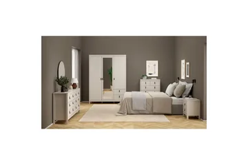 Vallvidera Vaatekaappi Peilillä 150x199 cm - Beige - Säilytys - Vaatesäilytys - Vaatekaappi