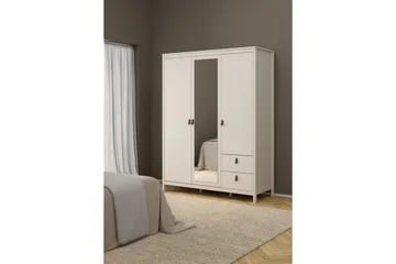 Vallvidera Vaatekaappi Peilillä 150x199 cm - Beige - Säilytys - Vaatesäilytys - Vaatekaappi