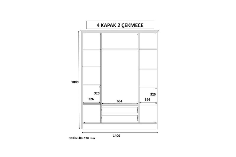 Varin Vaatekaappi 140x180 cm - Matta Valkoinen - Säilytys - Vaatesäilytys - Vaatekaappi