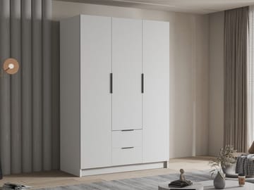 Varros vaatekaappi 150x216 cm maalattua puuta - Valkoinen - Säilytys - Vaatesäilytys - Vaatekaappi