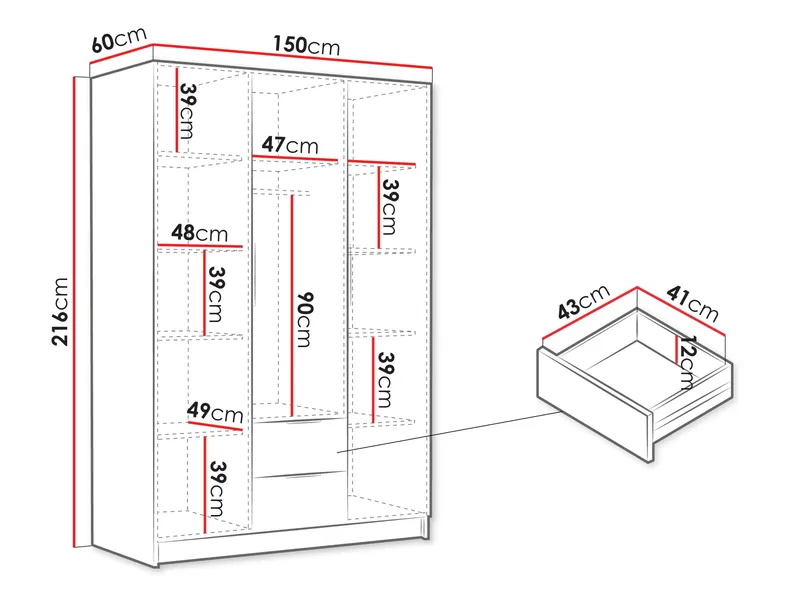 Varros Vaatekaappi 150x216 cm - Ruskea - Säilytys - Vaatesäilytys - Vaatekaappi