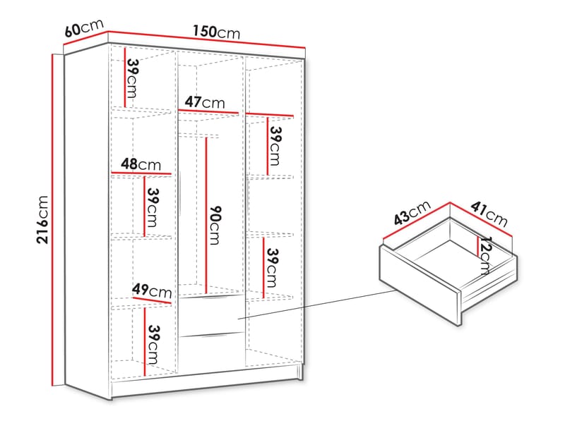 Varros Vaatekaappi 150x216 cm - Ruskea - Säilytys - Vaatesäilytys - Vaatekaappi