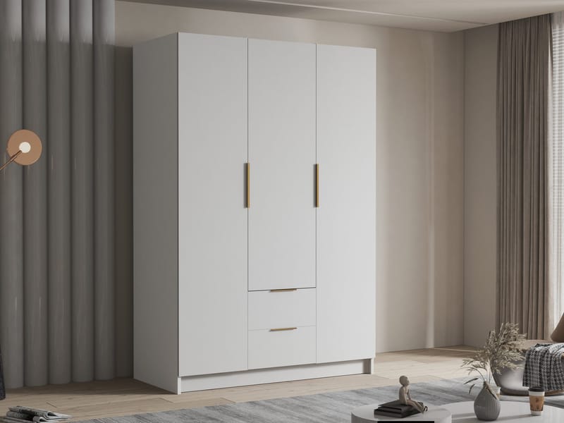 Varros vaatekaappi 150x216 cm puuta - Valkoinen - Säilytys - Vaatesäilytys - Vaatekaappi