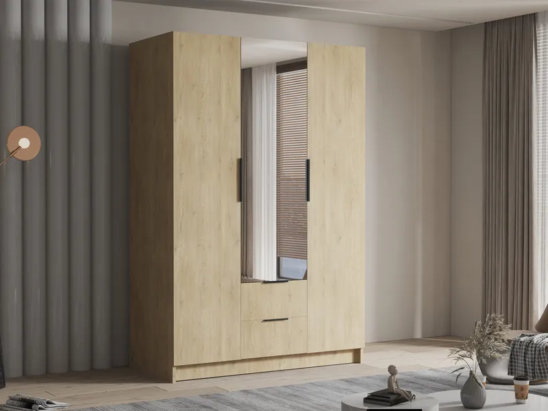 Varros Vaatekaappi peilillä 150x216 cm - Ruskea - Säilytys - Vaatesäilytys - Vaatekaappi