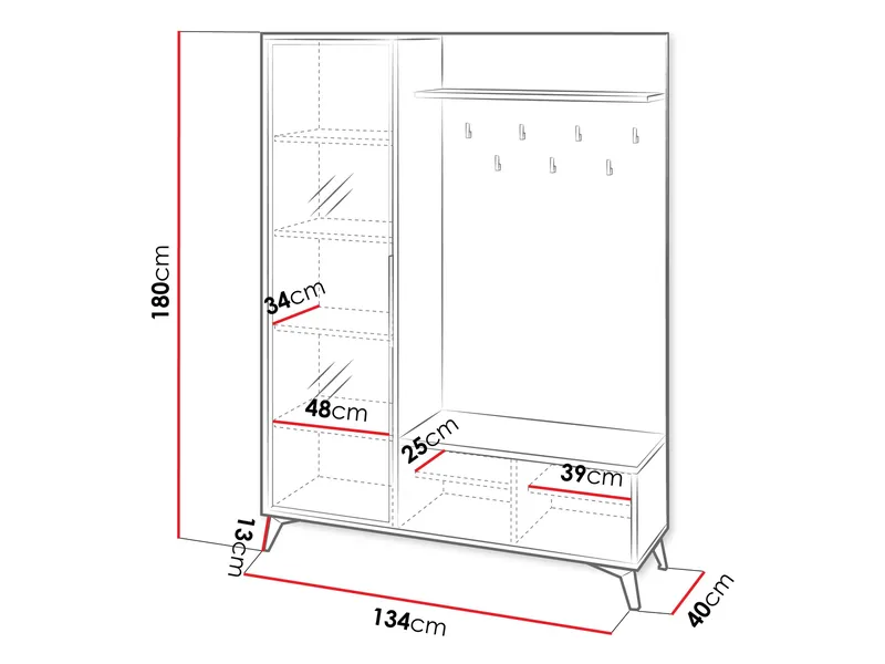 Vemdalen Eteiskalustesetti 180 cm - Säilytys - Vaatesäilytys - Vaatekaappi