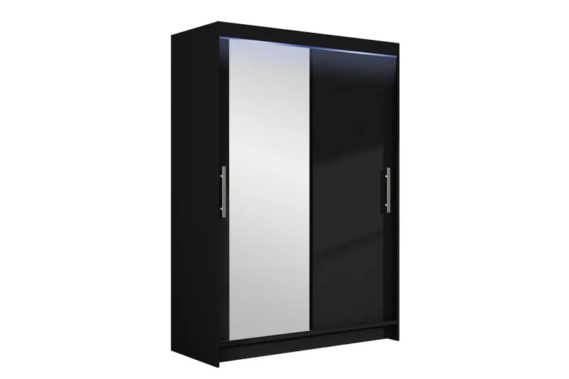 VICK Vaatekaappi Peilillä 120x200 cm Musta, Musta