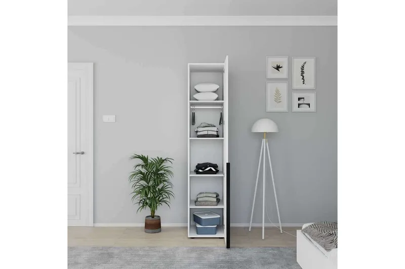 Vornic Vaatekaappi 45x210 cm - Valkoinen - Säilytys - Vaatesäilytys - Vaatekaappi