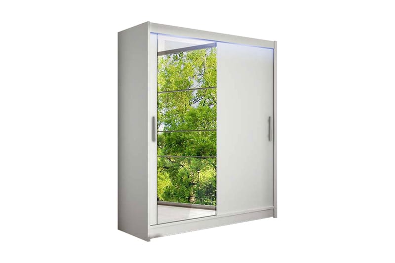 Westa vaatekaappi 150 cm puuta ja lasiovella, Valkoinen