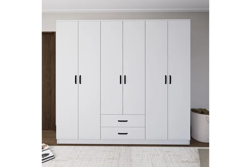 Yaman Vaatekaappi 180x190 cm, Matta valkoinen