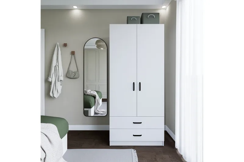 Yaman Vaatekaappi 80x182 cm, Matta valkoinen