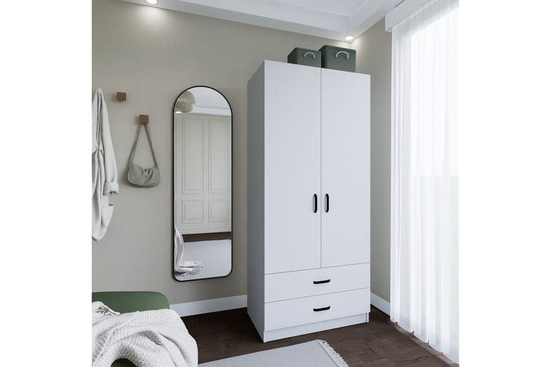 Yaman Vaatekaappi 80x182 cm - Matta valkoinen - Säilytys - Vaatesäilytys - Vaatekaappi