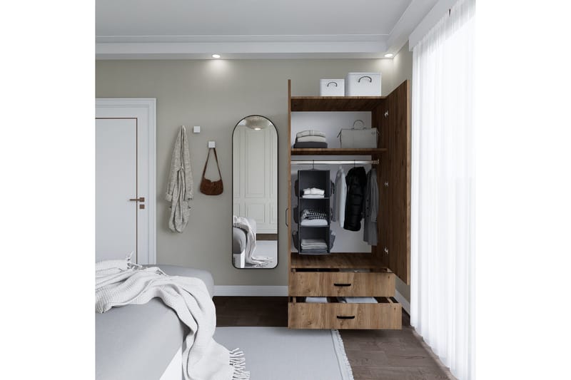 Yaman Vaatekaappi 80x182 cm - Ruskea - Säilytys - Vaatesäilytys - Vaatekaappi