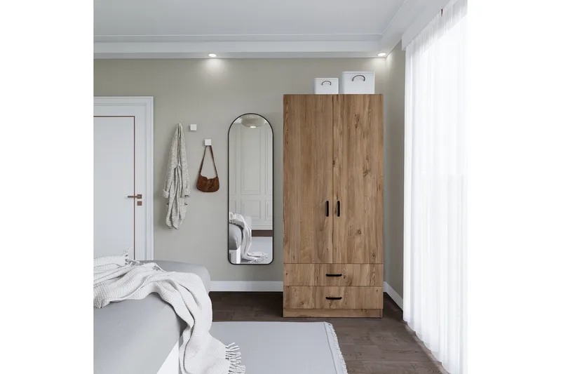 Yaman Vaatekaappi 80x182 cm - Ruskea - Säilytys - Vaatesäilytys - Vaatekaappi